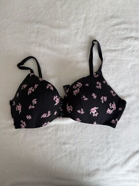 Victoria's Secret Black Bra with Pink Floral Print